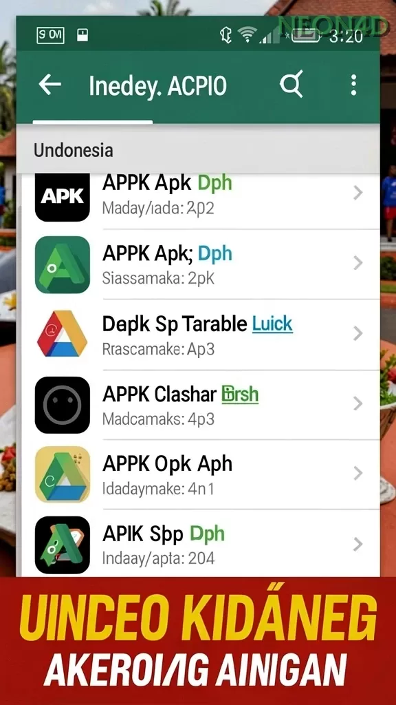 Cuplikan layar menu unduhan neon4d untuk perangkat Android